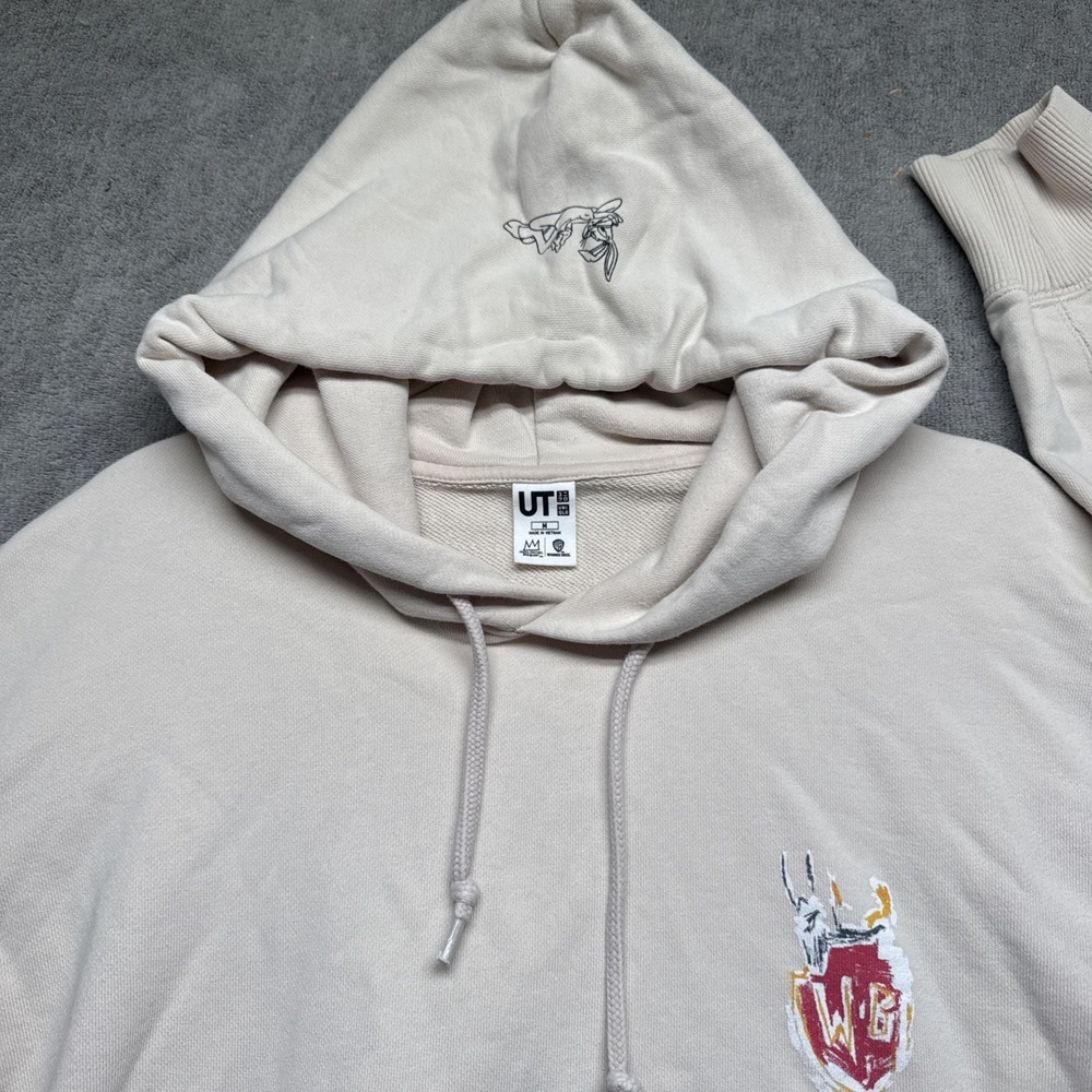 Uniqlo Basquiat Warner‎ Bros Bugs Bunny Hoodie White Graphic Sweatshirt M - Picture 4 of 11